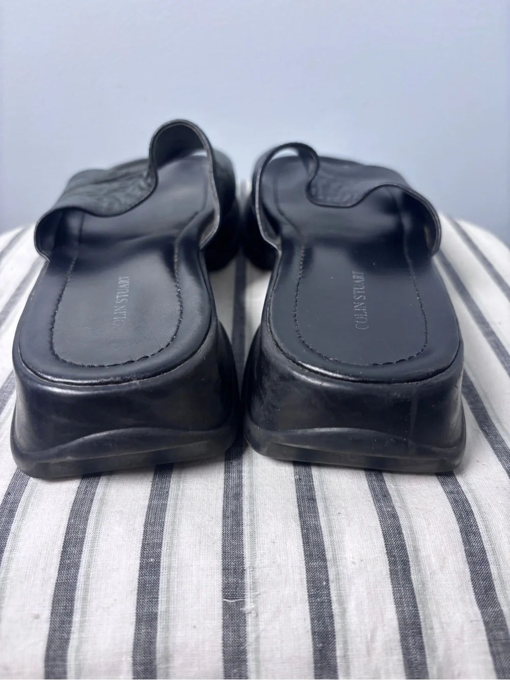 Vintage Y2K Colin Stuart Black Leather Platform Slide Sandals Women’s Size 10
